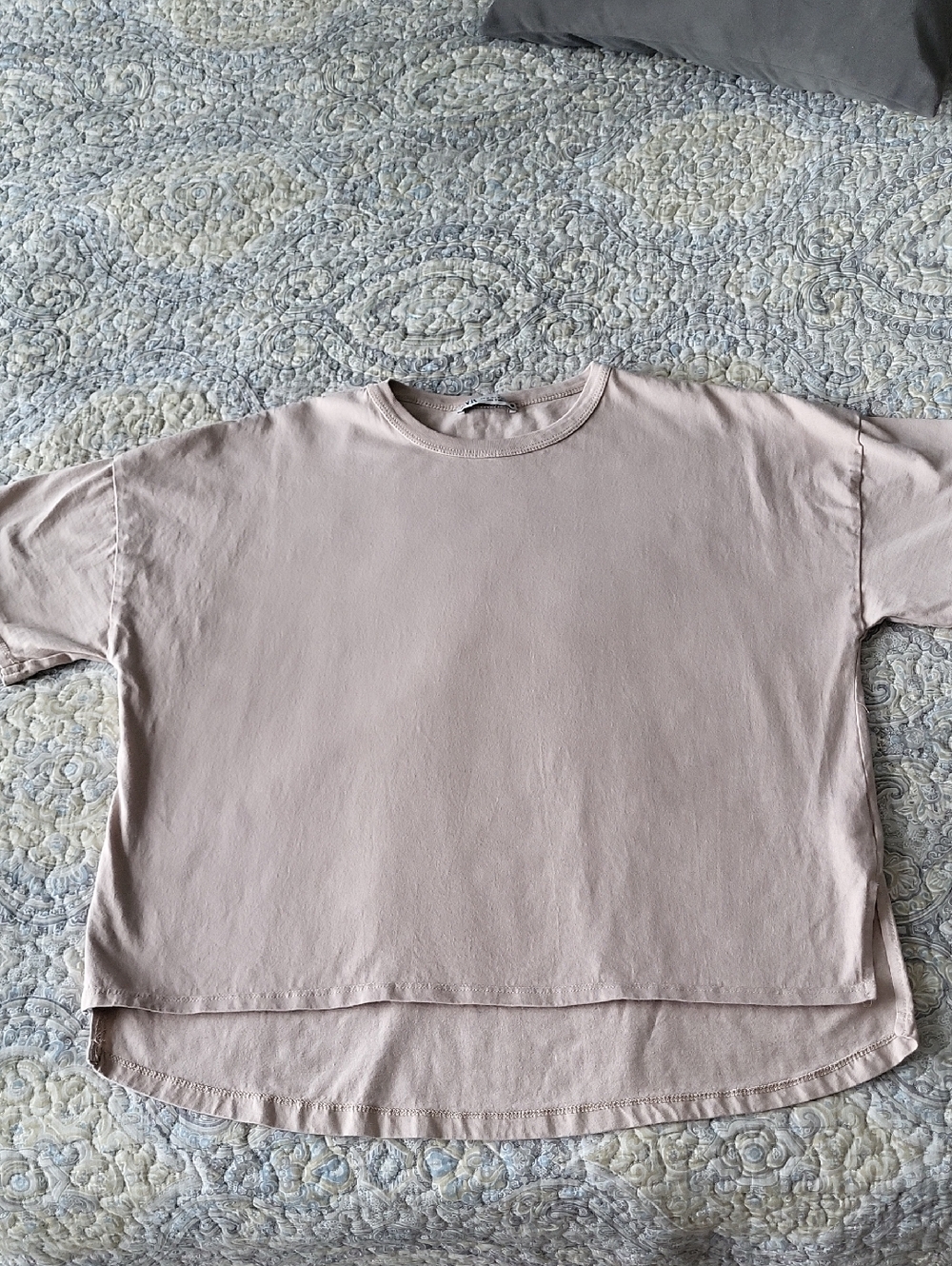 Zara Boxy Short Sleeve Tee in Taupe